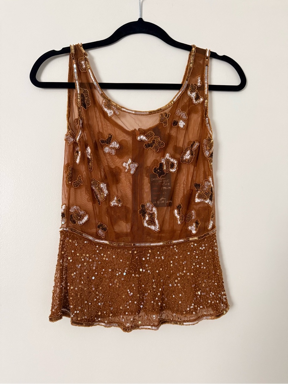 RAGA Copper Brown Sequin Mesh Camisole